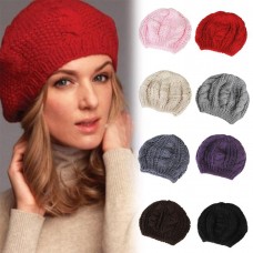 Mujer Lady Beret Braided Baggy Knit Crochet Beanie Hats Ski Cap Winter Warm Cap  eb-93624214